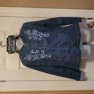Wear It Denim Jacket Blue Embroidery 1X